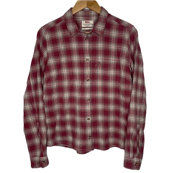 Fjallraven Tops - FjallRaven Ovik Red Plaid Cotton Flannel Long Sleeve Button Up Shirt